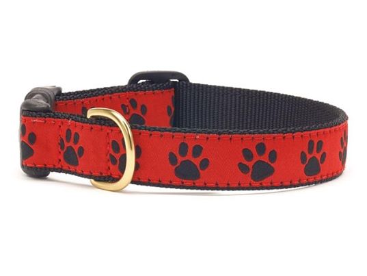 Up Country Red Black Paw Dog Collar