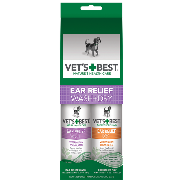 Vet'+Best Ear Relief Wash + Dry 4lf oz